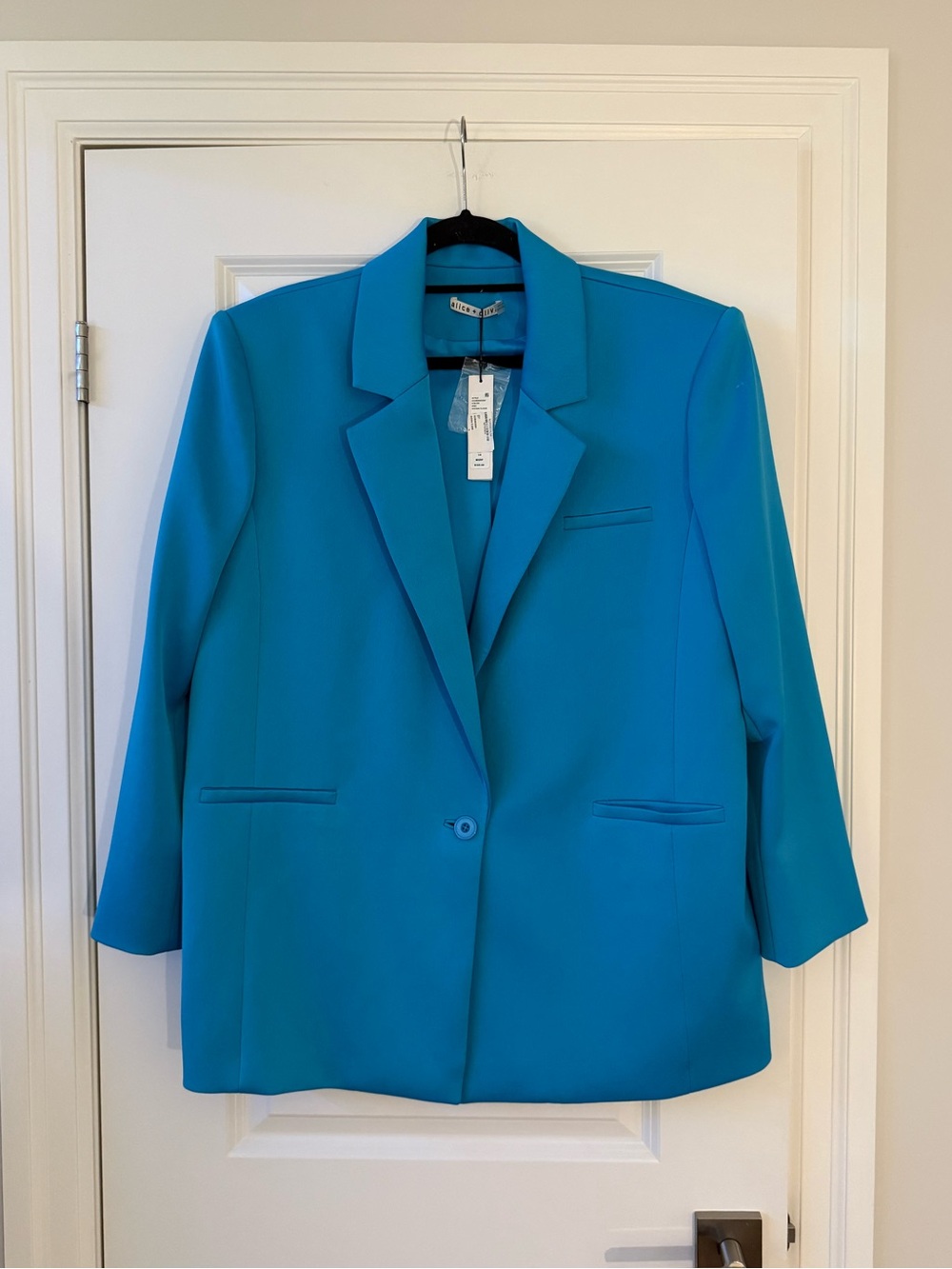 Alice + Olivia Blue Single-Button Blazer